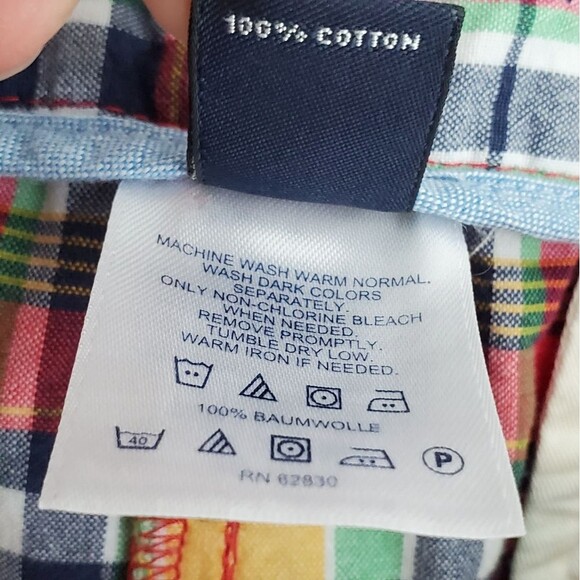 Lands' End Plaid Y2k Multicolor 100% Cotton Shorts Size 16 Fit 2 - Picture 11 of 12